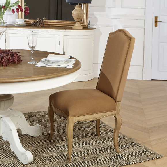 Set van 2 stoelen CONSTANCE PAUL - Klassieke stijl in fluweel en gebeitst massief hout