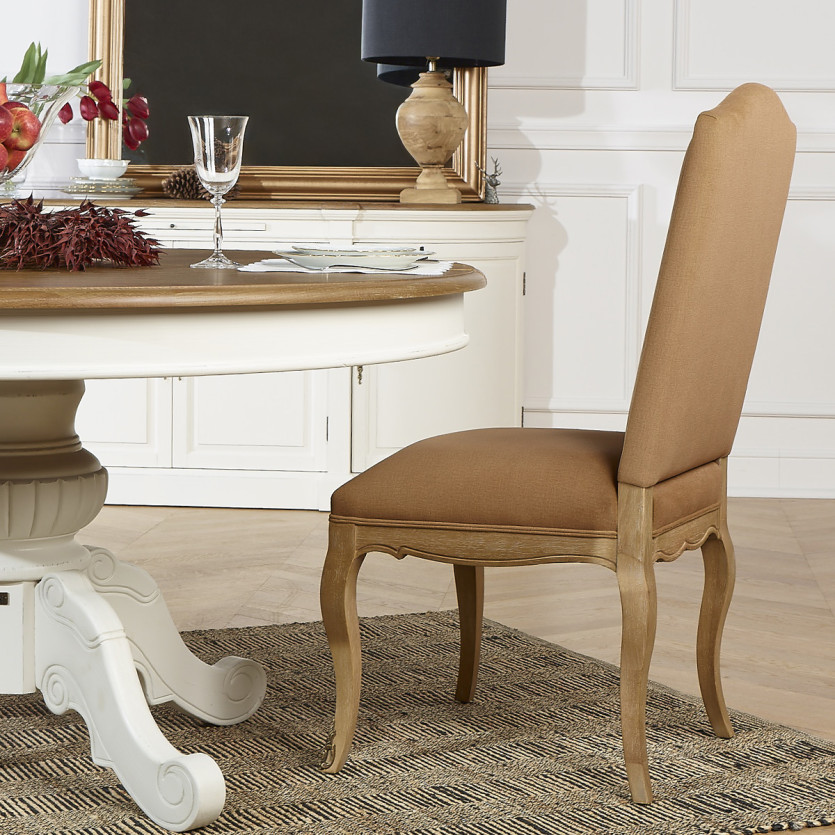 Lot de 2 chaises CONSTANCE PAUL - Style classique en velours et bois massif cerusé