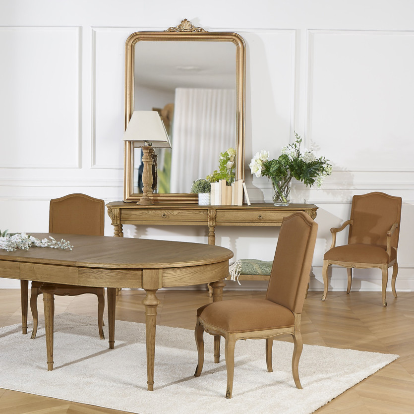 Lot de 2 chaises CONSTANCE PAUL - Style classique en velours et bois massif cerusé