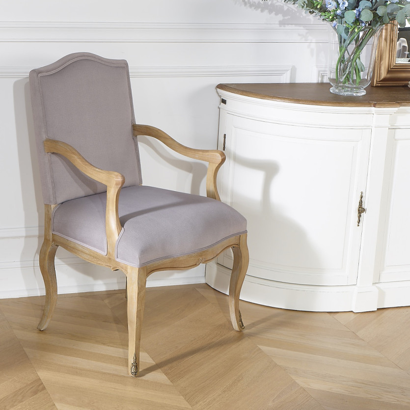 CONSTANCE PAUL Tischsessel - Voltaire-Stil in Samt und Massivholz
