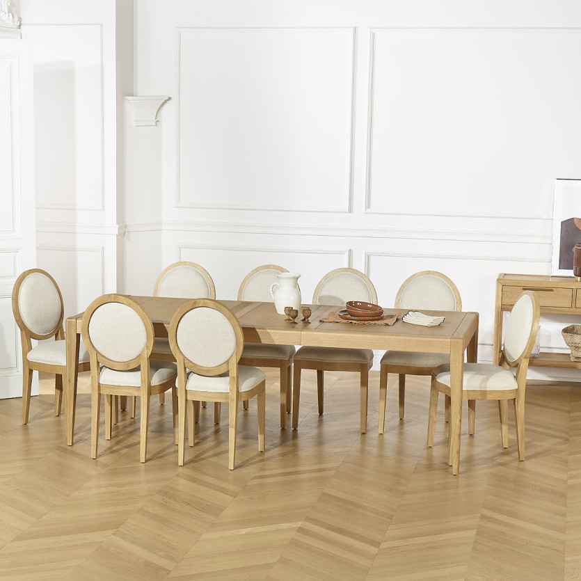 Table à manger extensible TENNESSEE 2R280 - Style moderne en chêne, 12 couverts, 180-280 x 100 cm