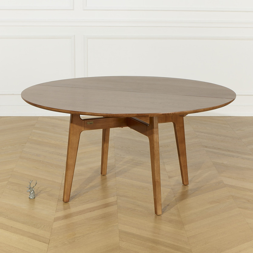 Table à manger ronde LEA - Style scandinave, pieds en bois massif, 6/8 personnes