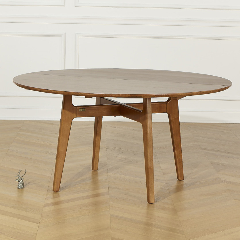 Table à manger ronde LEA - Style scandinave, pieds en bois massif, 6/8 personnes