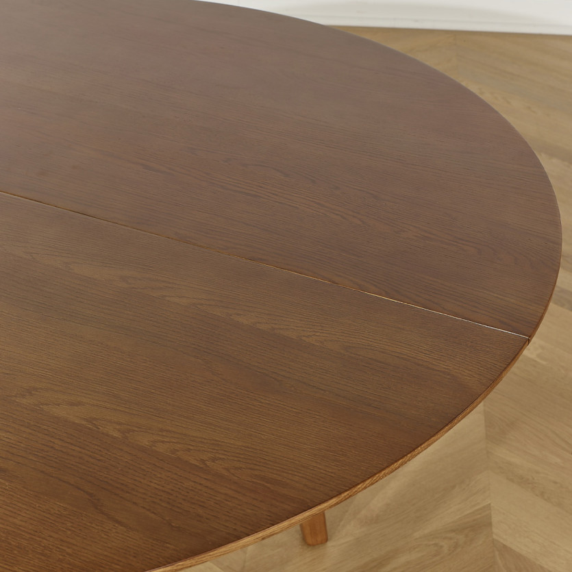 Table à manger ronde LEA - Style scandinave, pieds en bois massif, 6/8 personnes
