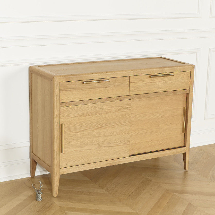 Small TENNESSEE sideboard - Contemporary style in oak, 2 doors, 2 drawers