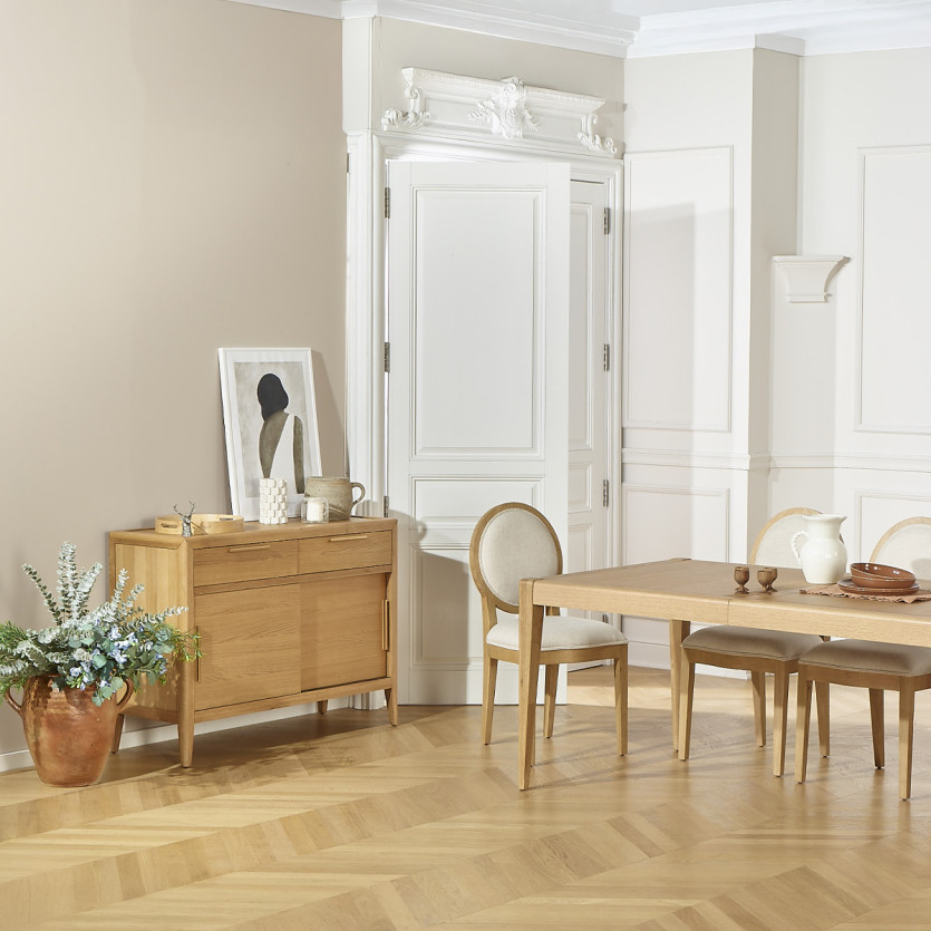 Small TENNESSEE sideboard - Contemporary style in oak, 2 doors, 2 drawers