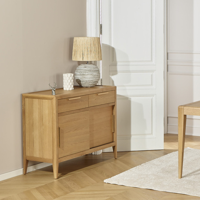 Small TENNESSEE sideboard - Contemporary style in oak, 2 doors, 2 drawers