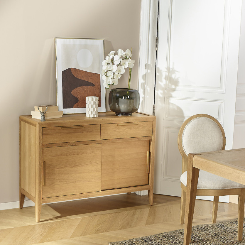 Small TENNESSEE sideboard - Contemporary style in oak, 2 doors, 2 drawers