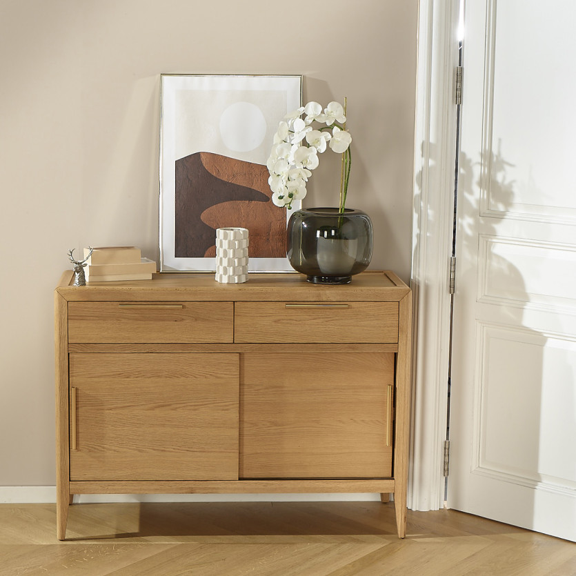 Small TENNESSEE sideboard - Contemporary style in oak, 2 doors, 2 drawers