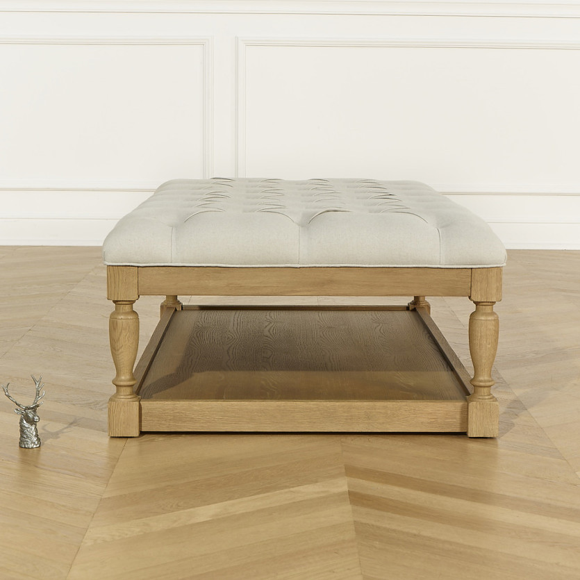 NOAH Coffee Table - Shabby Chic Style, Upholstered Fabric Top