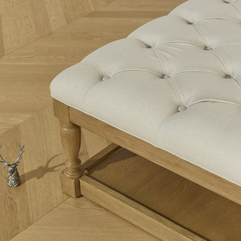 Mesa de centro NOAH - Estilo shabby chic, tablero de tela acolchada