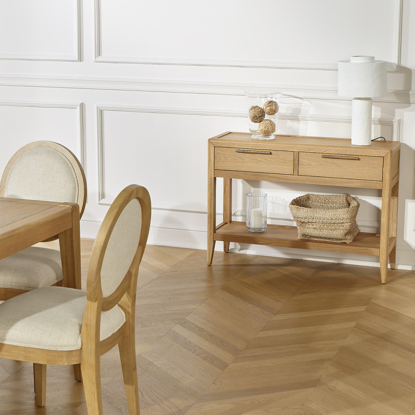 Vestigingsmeubel TENNESSEE - Eigentijdse stijl, eikenhouten blad, 2 lades