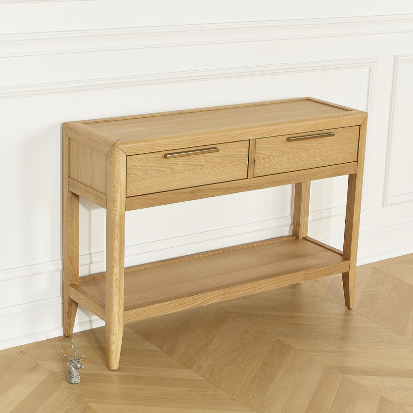 TENNESSEE Entry Console - Contemporary style, oak top, 2 drawers