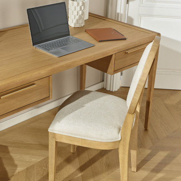 Bureau TENNESSEE - Style contemporain en chêne clair, 2 tiroirs