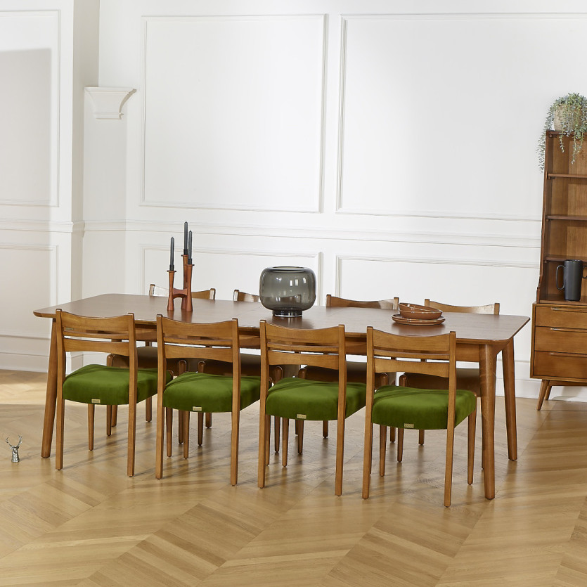 Table à manger extensible BEN - Style scandinave, pieds en bois massif, 8/10 personnes