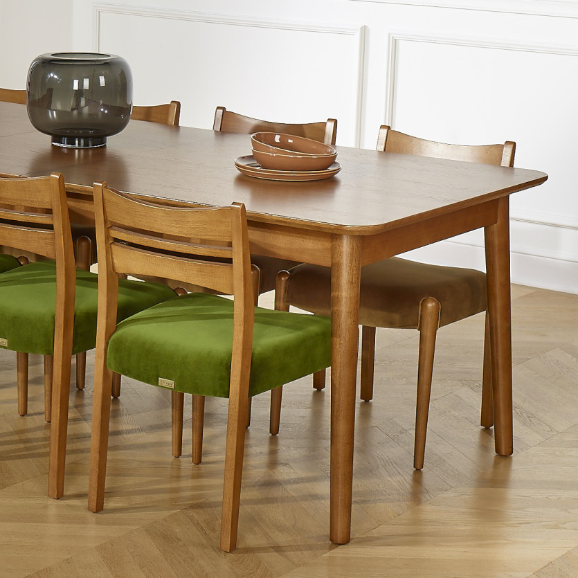 Table à manger extensible BEN - Style scandinave, pieds en bois massif, 8/10 personnes