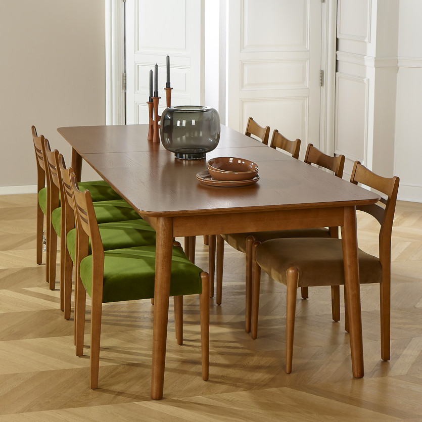 Table à manger extensible BEN - Style scandinave, pieds en bois massif, 8/10 personnes