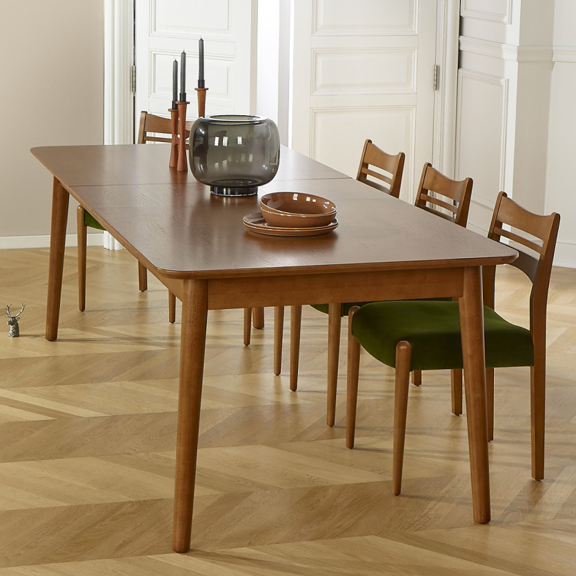 Extendable dining table BEN - Scandinavian style, solid wood legs, seats 8/10 people