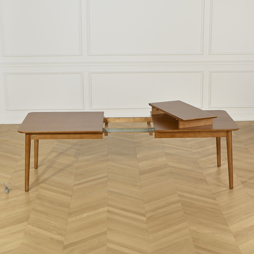 Extendable dining table BEN - Scandinavian style, solid wood legs, seats 8/10 people