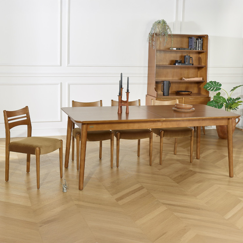 Table à manger extensible BEN - Style scandinave, pieds en bois massif, 8/10 personnes