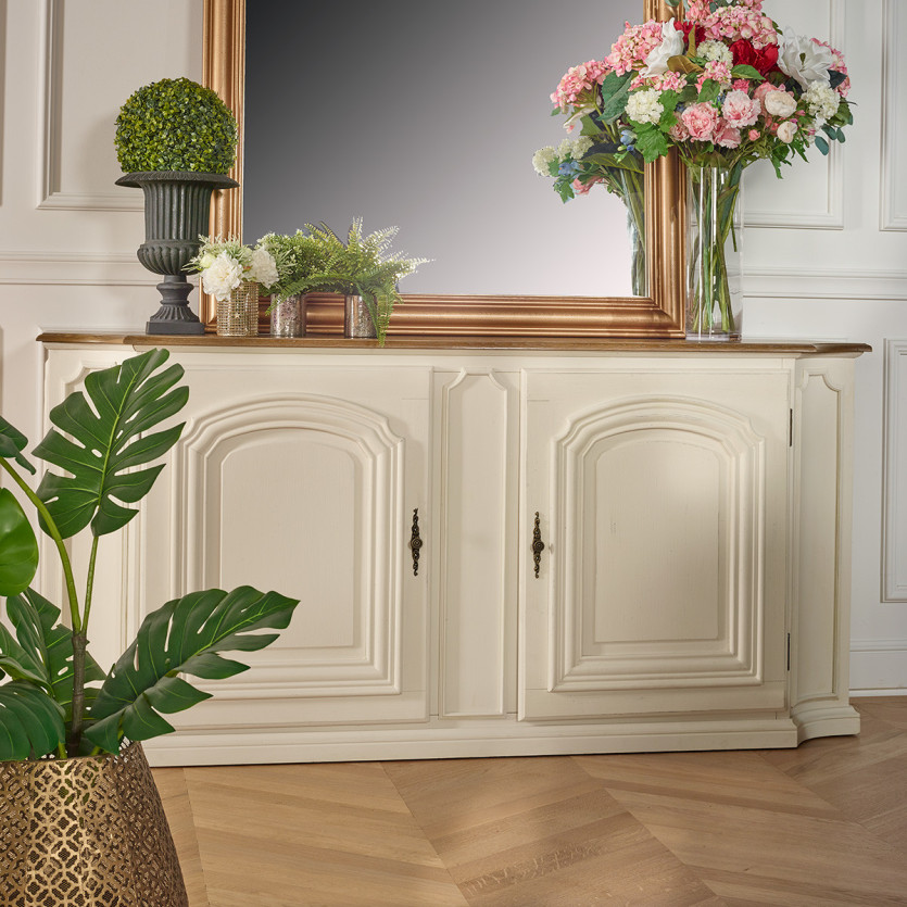 ELISABETH - Shabby-Chic-Buffet in Weiß mit Eiche, 2 Türen