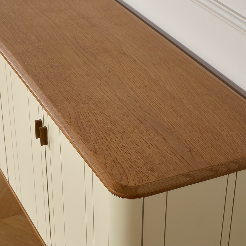 KYOTO - Buffet blanc style contemporain, plateau en chêne, 4 portes, bois certifié FSC®