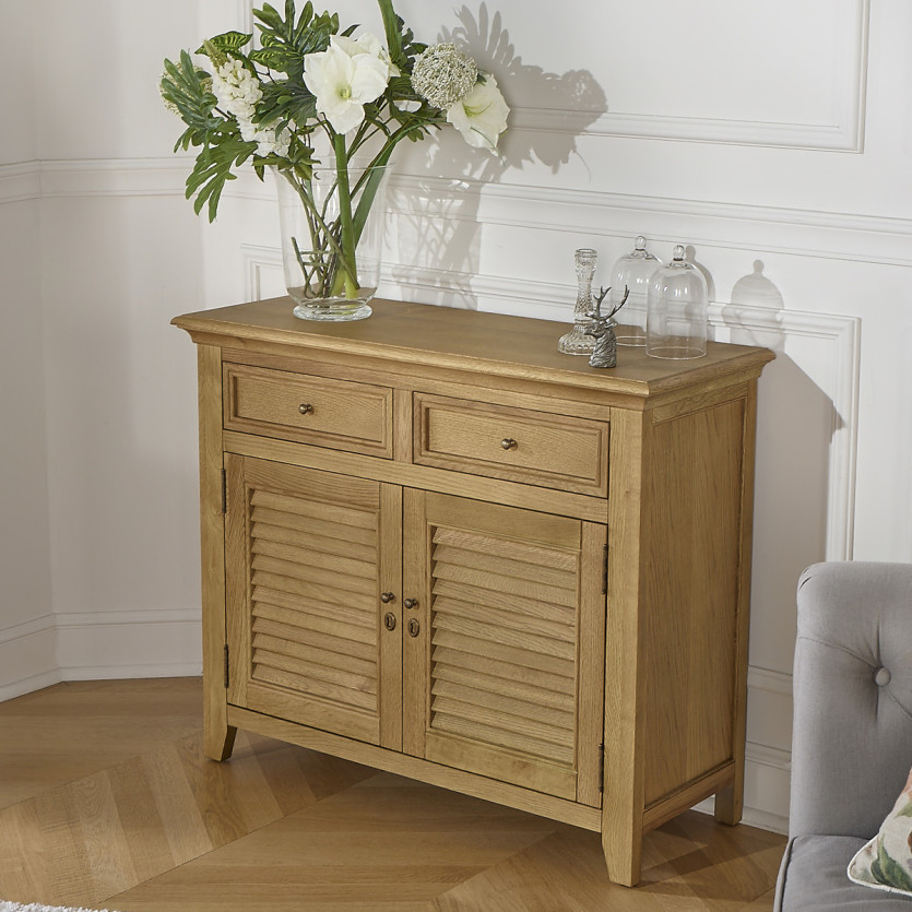 Buffet CHARLES - Shabby chic stijl in eikenhout, 2 laden, 2 deuren