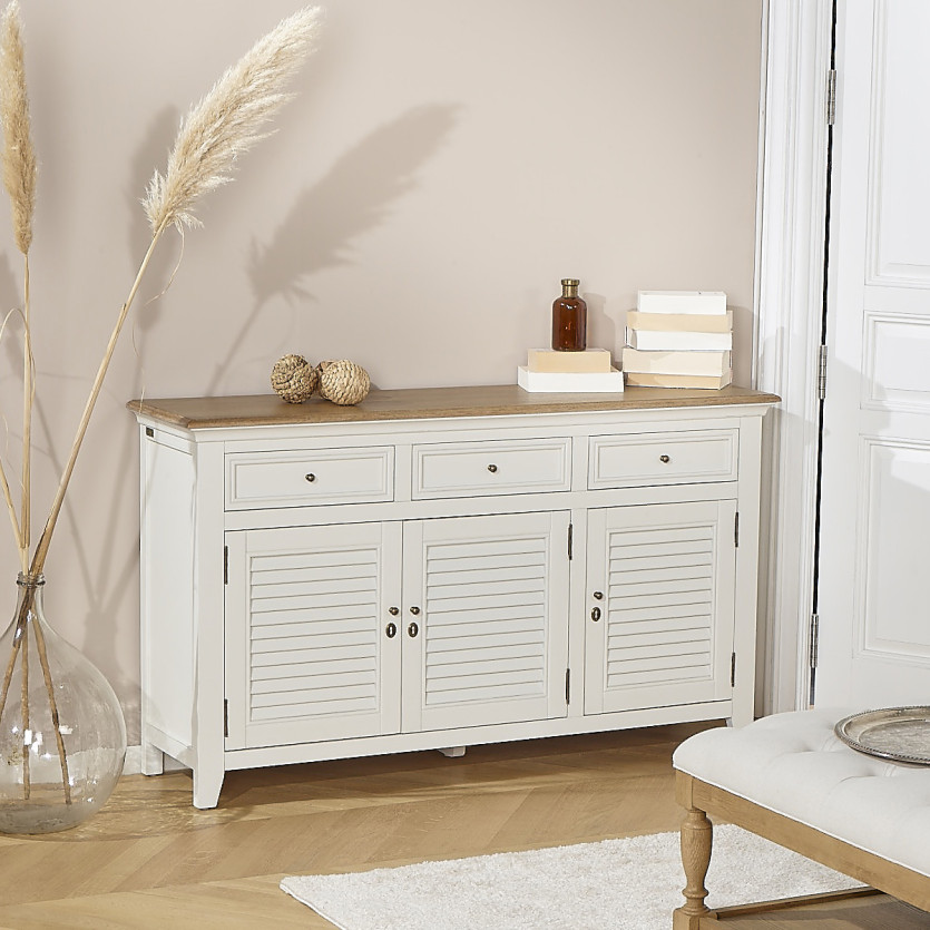 Buffet EDEN - Shabby Chic Stil, Eichenplatte, 3 Schubladen, 3 Türen