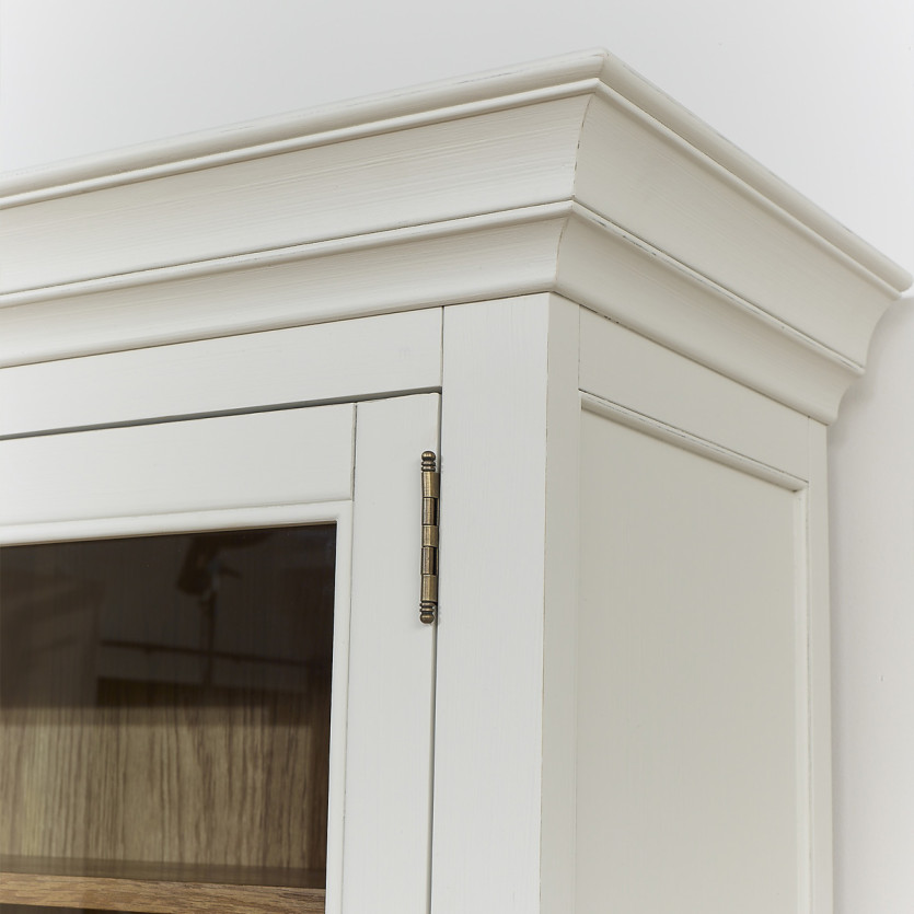 Vaisselier EDEN - Style shabby chic, plateau en chêne, 2 tiroirs, 4 portes