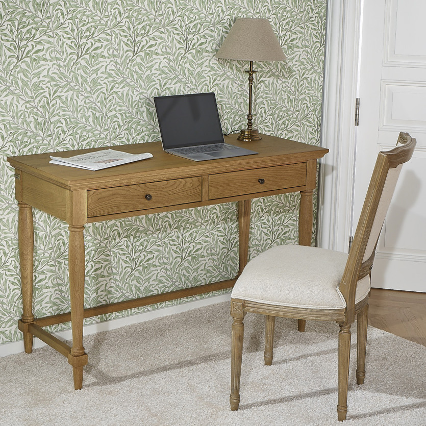 Bureau EDINBURGH - Shabby chic stijl in eikenhout, 2 laden