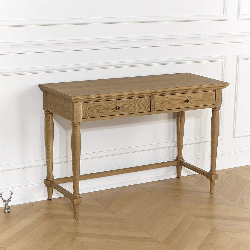 Schreibtisch EDINBURGH - Shabby-Chic-Stil aus Eiche, 2 Schubladen