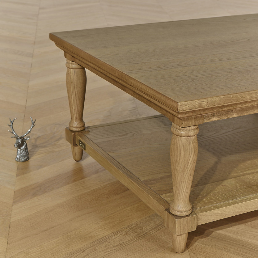 Long coffee table EDINBURGH - Shabby chic style, 1 lower shelf