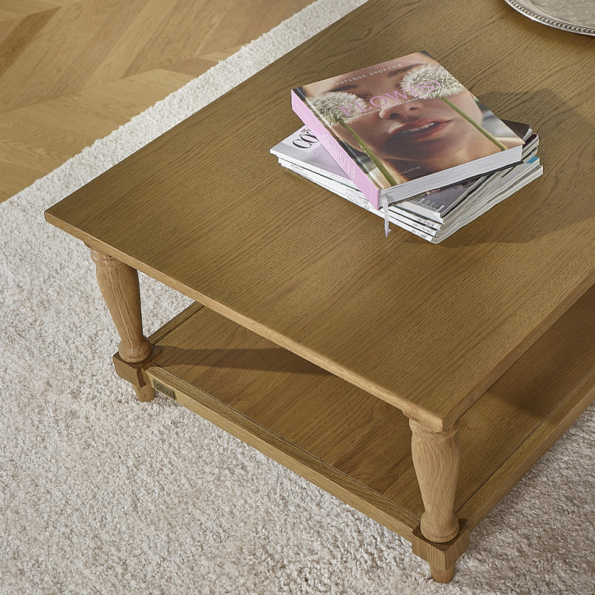 Langer Couchtisch EDINBURGH - Shabby Chic Stil, 1 unteres Regal