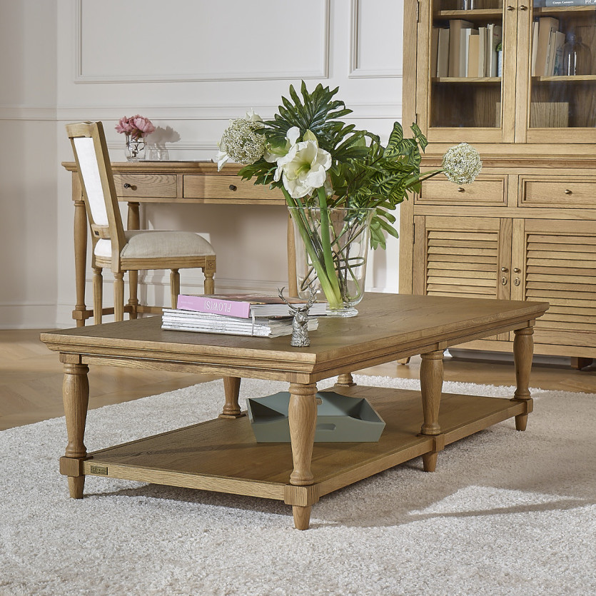 Long coffee table EDINBURGH - Shabby chic style, 1 lower shelf