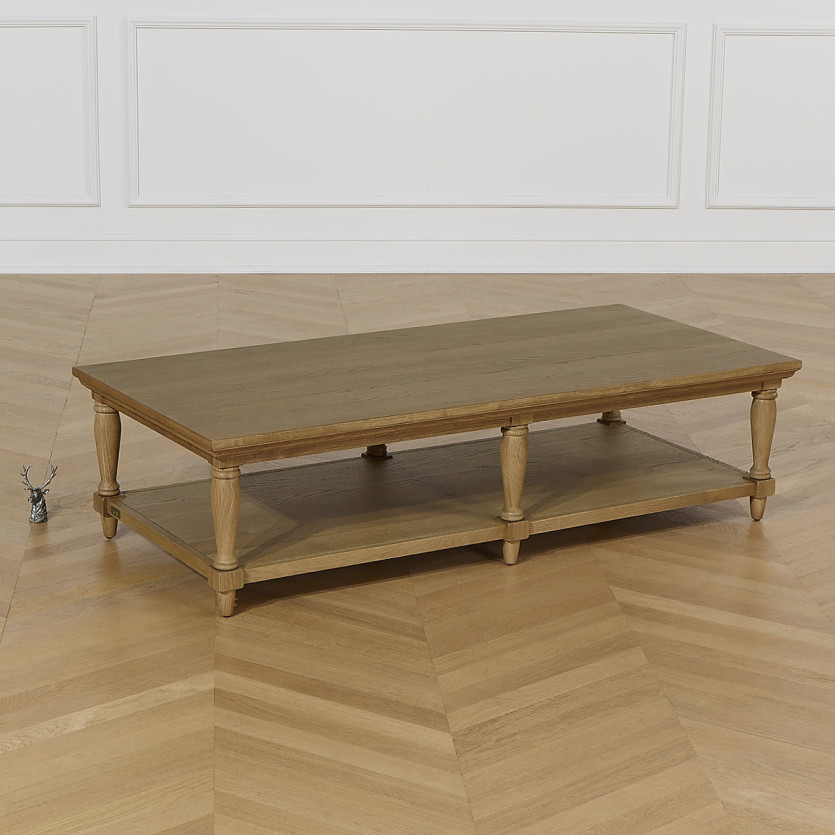 Langer Couchtisch EDINBURGH - Shabby Chic Stil, 1 unteres Regal