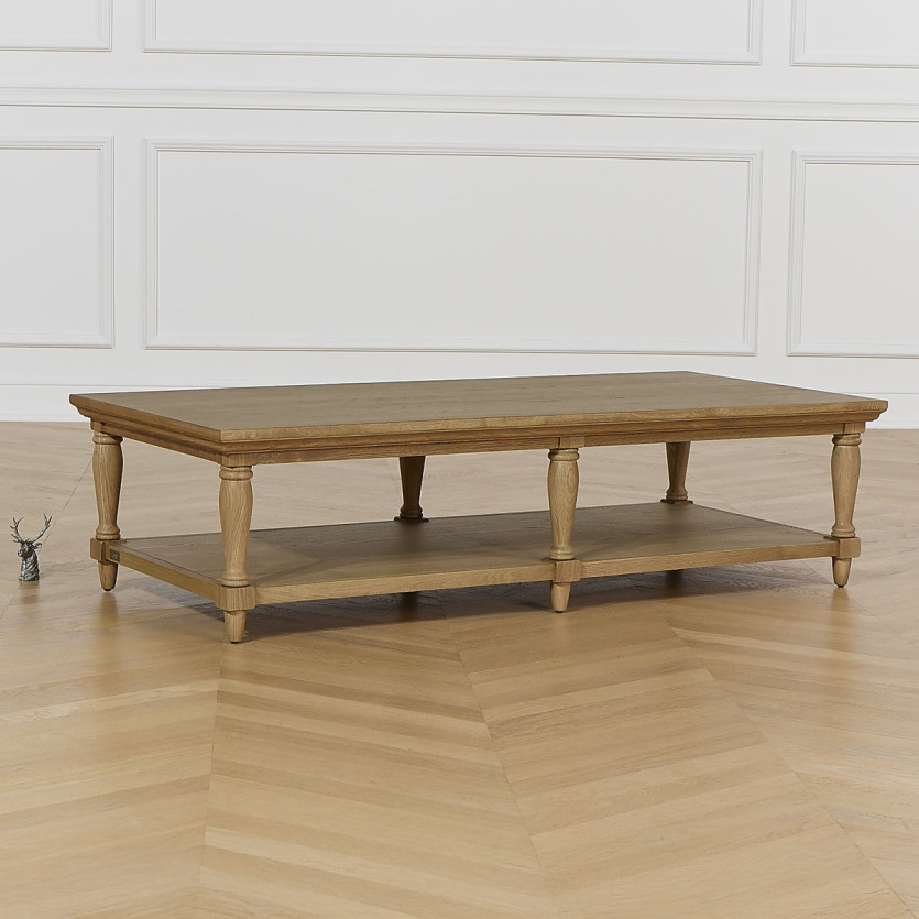 Long coffee table EDINBURGH - Shabby chic style, 1 lower shelf