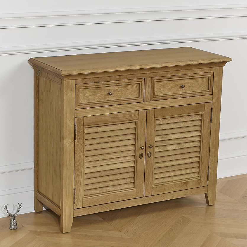 Aparador CHARLES - Estilo shabby chic en roble, 2 cajones, 2 puertas