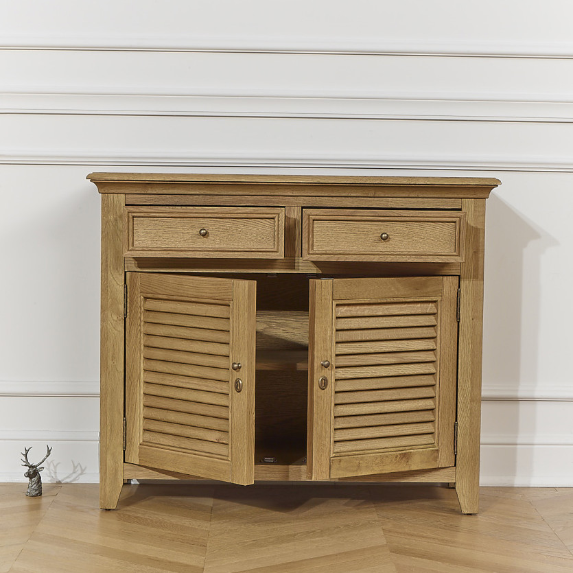 Buffet CHARLES - Style shabby chic en chêne, 2 tiroirs, 2 portes
