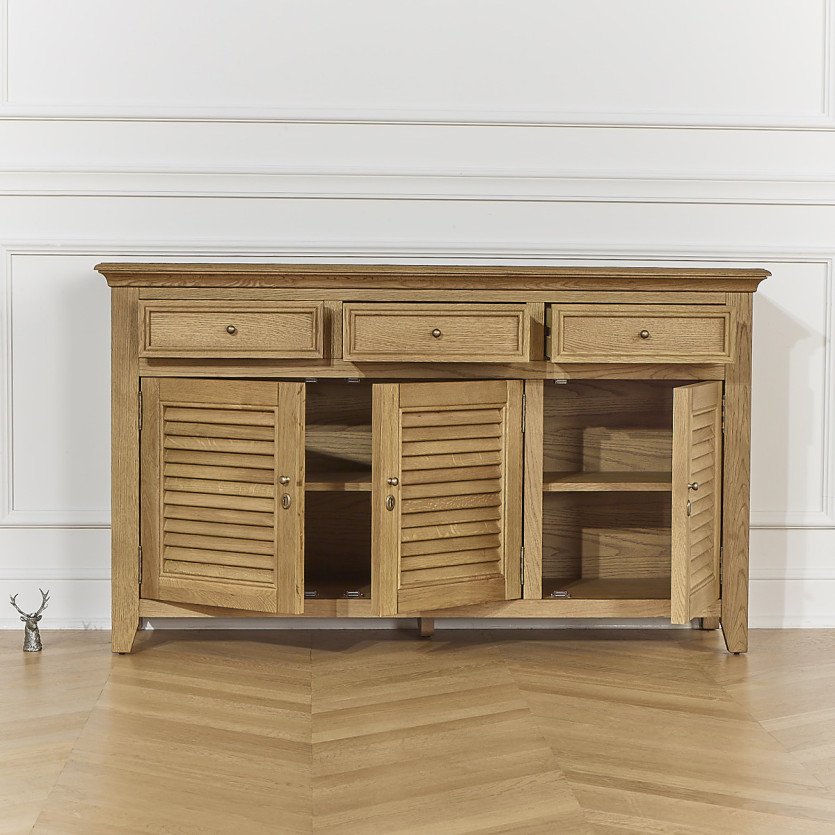 Buffet CHARLES - Shabby chic style in oak, 3 drawers, 3 doors
