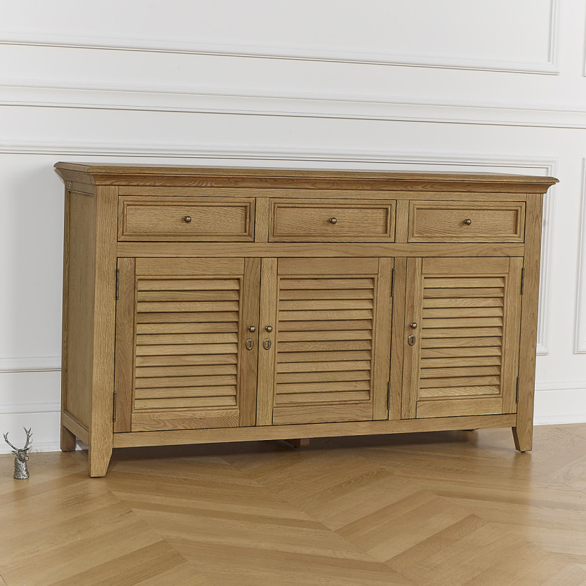 Buffet CHARLES - Shabby Chic Stil in Eiche, 3 Schubladen, 3 Türen