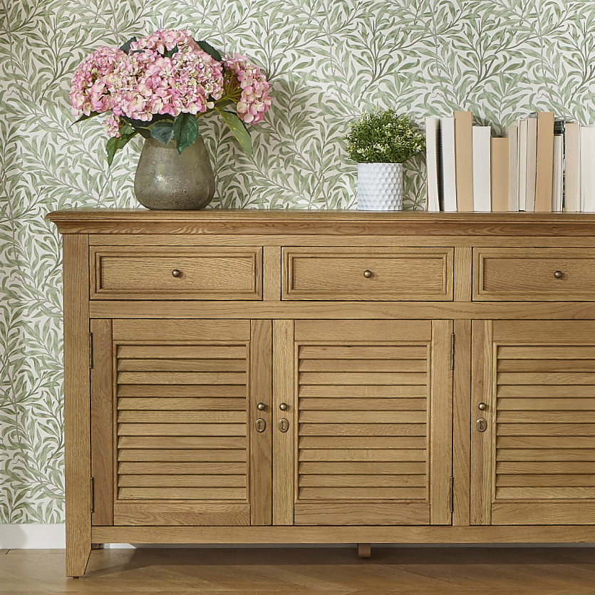 Buffet CHARLES - Style shabby chic en chêne, 3 tiroirs, 3 portes