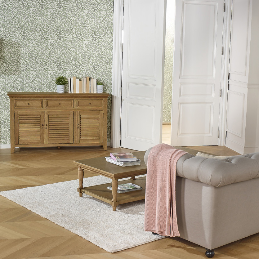 Buffet CHARLES - Shabby chic stijl in eiken, 3 laden, 3 deuren