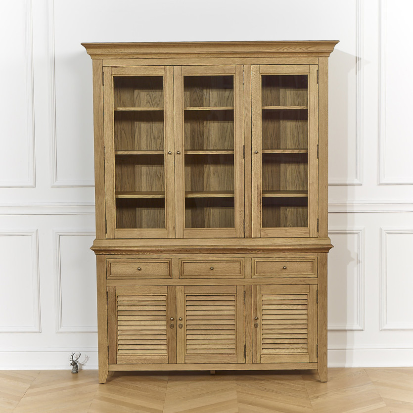 CHARLES dressoir - Shabby chic stijl in eikenhout, 3 lades, 6 deuren