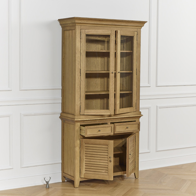 CHARLES dressoir - Shabby chic stijl in eikenhout, 2 laden, 4 deuren