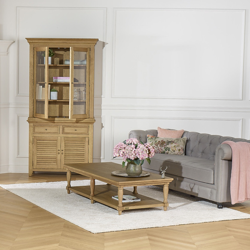 Aparador CHARLES - Estilo shabby chic en roble, 2 cajones, 4 puertas