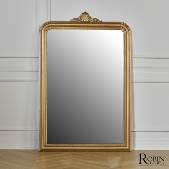 Miroir AMANDINE - Style shabby chic en bois, patine dorée