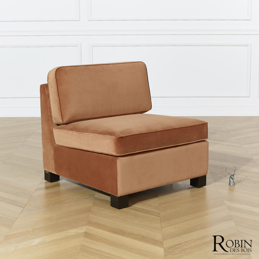 LEONNARD  - Chauffeuse modulable - Style contemporain en velours et bois certifié FSC®