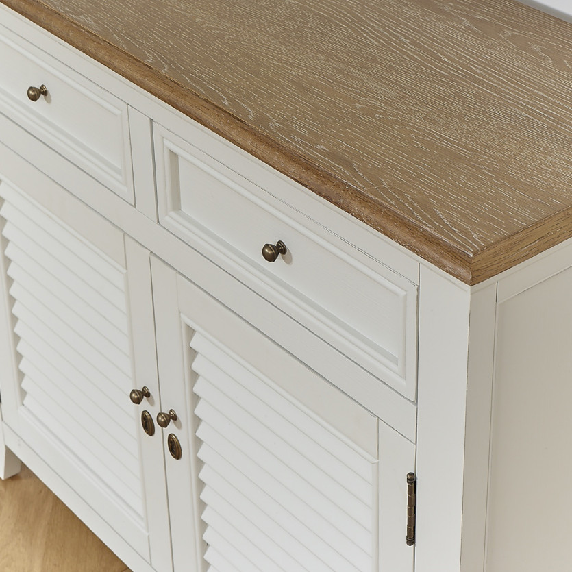 Buffet EDEN - Shabby chic stijl, eiken blad, 2 lades, 2 deuren