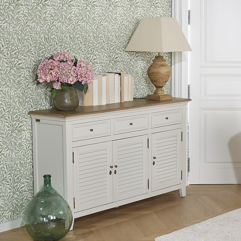 EDEN Buffet - Shabby chic style, oak top, 3 drawers, 3 doors