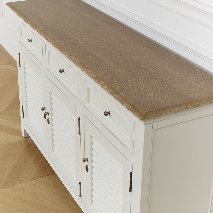 Buffet EDEN - Shabby chic stijl, eiken blad, 3 lades, 3 deuren